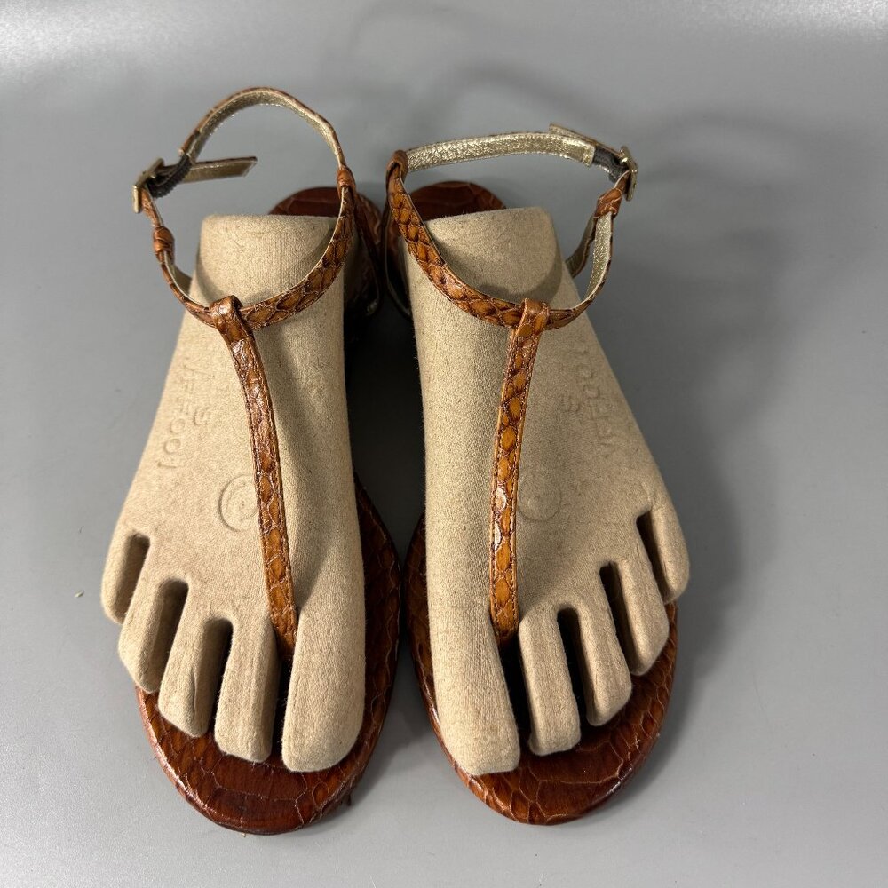 Avec Moderation Thong T-Strap Brown Python Skin S… - image 5